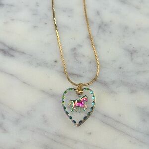 Carousel Horse Necklace with Gold Chain